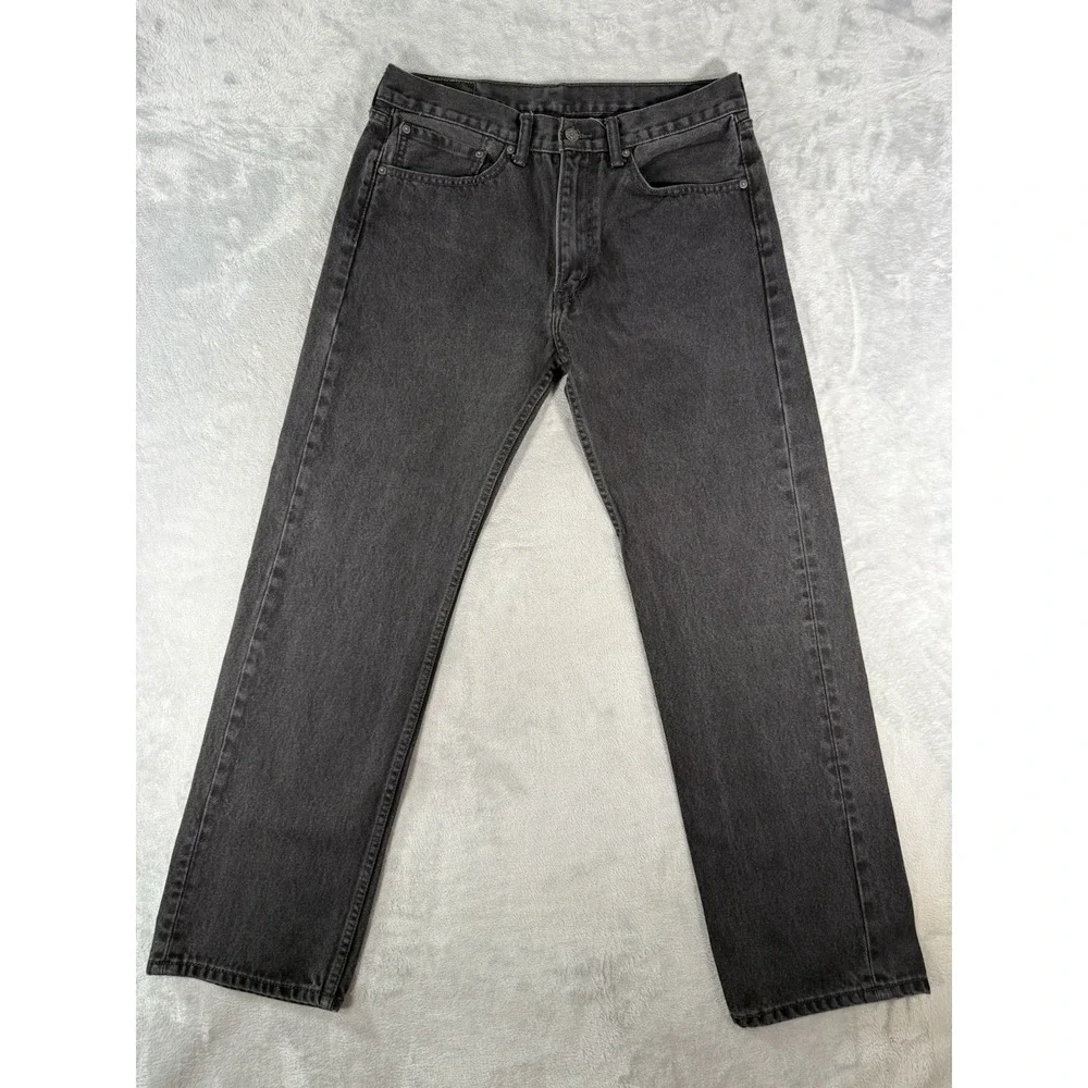 Levis 505 Jeans Mens 34x32 Black Denim Regular Fit Straight Leg